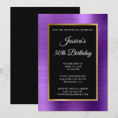 Invitation Amethyst Purple Gold Foil Black 50e anniversaire (Devant / Derrière)
