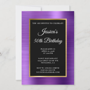 Invitation Amethyst Purple Gold Foil Black 50e anniversaire