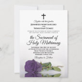 Invitation Amethyst Purple Rose Chic Mariage catholique moder (Devant)