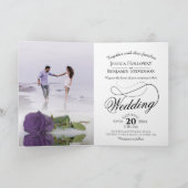 Invitation Amethyst Purple Rose Classy Romantic Photo Mariage (Intérieur)