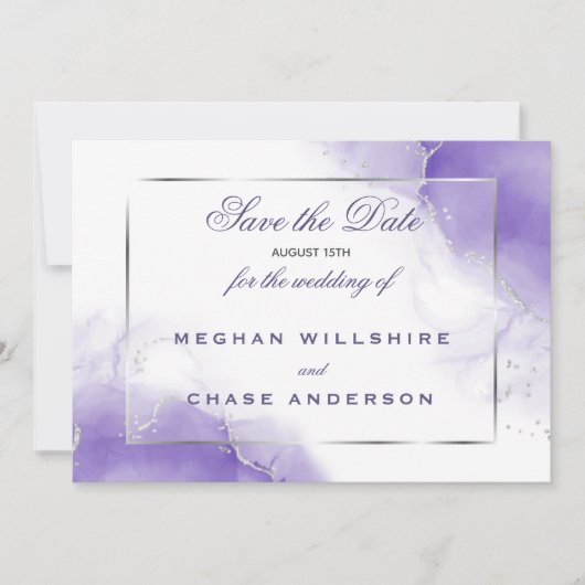 Invitation Amethyst Purple Script Argent (Devant)