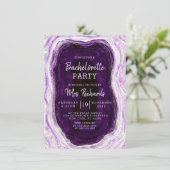 Invitation Amethyst Purple & Silver Geode Bachelorette Party (Debout devant)