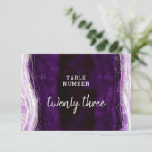 Invitation Amethyst Purple & Silver Mariage Numéros de tablea (Debout devant)