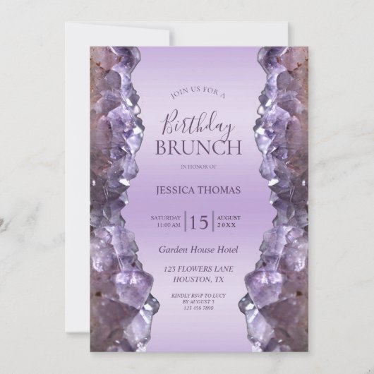Invitation Amethyst Quartz Anniversaire Brunch (Devant)