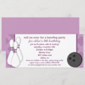 Invitation Amethyst Roll sur Bowling Birthday Party (Devant / Derrière)