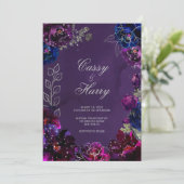 Invitation Amethyst Sapphire Jewel Tones Surnoms Mariage (Debout devant)
