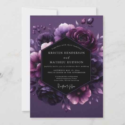 Invitation Amethyst Twilight Flora Wedding (Devant)