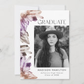 Invitation Amethyst Watercolor Crystal Photo Graduation Party (Devant)