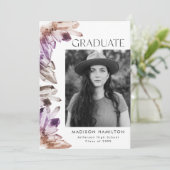 Invitation Amethyst Watercolor Crystal Photo Graduation Party (Debout devant)