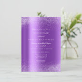 Invitation Amethyst White Glitter Leafs Sand Frame Glam (Debout devant)
