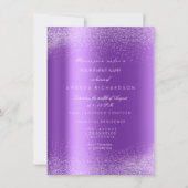 Invitation Amethyst White Glitter Leafs Sand Frame Glam (Devant)