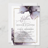 Invitation Améthyste Abstrait Muté Heather Purple Mariage (Devant)
