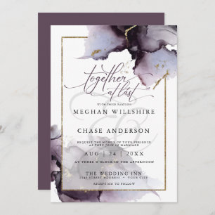 Invitation Améthyste Abstrait Muté Heather Purple Mariage Inv