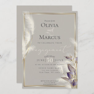 Invitation Améthyste Anthurium et Pampas de plumes Grass