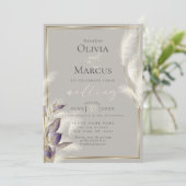 Invitation Améthyste Anthurium et Pampas de plumes Grass (Debout devant)