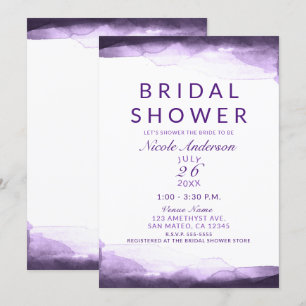 Invitation Améthyste Baignade de mariage aquarelle prune pour