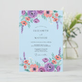 Invitation Améthyste Corail Ranunculus Eucalyptus Gris Mariag (Debout devant)