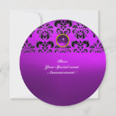 Invitation AMÉTHYSTE DAMAS GEMME PIERRE MONOGRAMME noir viole (Dos)