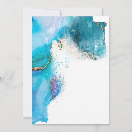 Invitation Améthyste d'encre marbrée Abstrait Turquoise Enreg (Dos)