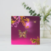 Invitation AMÉTHYSTE PAPILLON, violet rose vif jaune marron (Debout devant)