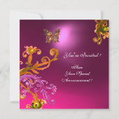 Invitation AMÉTHYSTE PAPILLON, violet rose vif jaune marron (Dos)