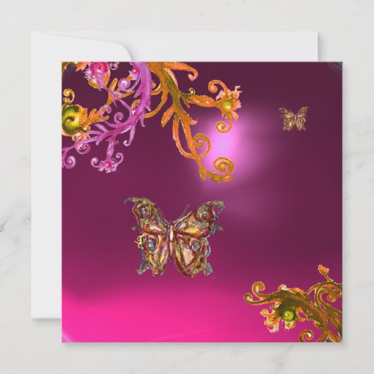 Invitation AMÉTHYSTE PAPILLON, violet rose vif jaune marron (Devant)