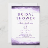 Invitation Améthyste Plum violet Fête des mariées d'aquarelle (Devant)