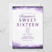 Invitation Améthyste Prune Pourpre Moderne Chic Fête Douce 16 (Devant)