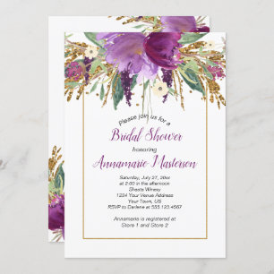 Invitation Améthyste Purple Gold Parties scintillant Fête des