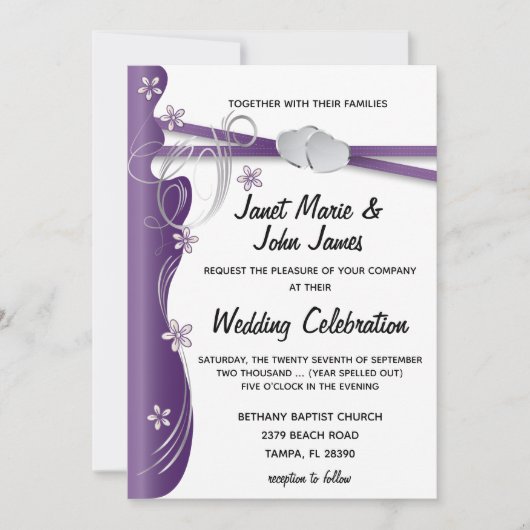 Invitation Améthyste violet et argent (Devant)