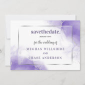 Invitation Améthyste Violet Minimaliste Argent (Devant)