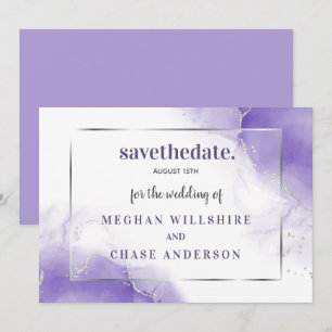 Invitation Améthyste Violet Minimaliste Argent