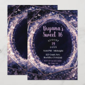 Invitation Améthyste Violet Moderne Abstrait Glamour Douce 16 (Devant / Derrière)
