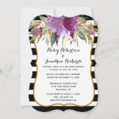Invitation Améthyste violet or Aquarelle Fleurs Mariages (Devant)