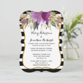 Invitation Améthyste violet or Aquarelle Fleurs Mariages (Debout devant)