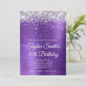 Invitation Améthyste Violet Paillettes Argent 30e Anniversair (Debout devant)