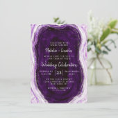 Invitation Améthyste Violet & Tranche de Géode en Agate Maria (Debout devant)