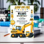 Invitation ami garçon Construction simple camions 5e annivers