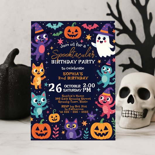 Invitation Amical Cute Halloween Monsters fête d'anniversaire