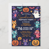 Invitation Amical Cute Halloween Monsters fête d'anniversaire (Devant)