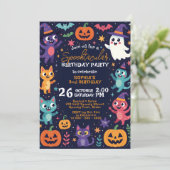 Invitation Amical Cute Halloween Monsters fête d'anniversaire (Debout devant)
