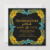 Invitation Amical Potluck Dîner Aquarelle Sunflowers (Devant)