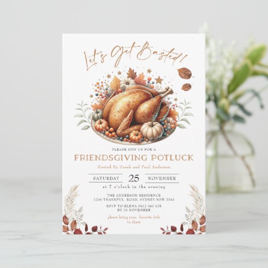 Invitation Amical Potluck Fall Thanksgiving Dîner (Debout devant)