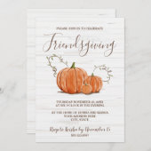 Invitation Amical Thanksgiving Watercolor Citrouille (Devant / Derrière)