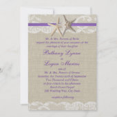 Invitation Amier et dentelle blanche pourpre (Devant)