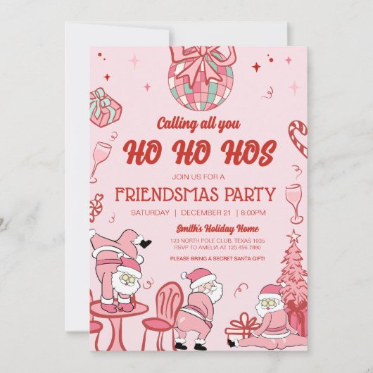 Invitation Amies amusantes Père Noël Ho Ho Hos Noël Party (Devant)