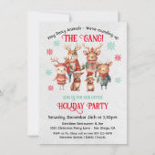 Invitation Amies Office Fête Animaux Noël (Devant)