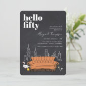 Invitation AMIS™ | Central Perk Chalkboard 50e anniversaire (Debout devant)