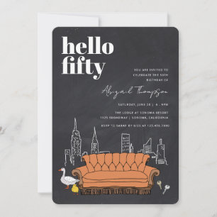 Invitation AMIS™   Central Perk Chalkboard 50e anniversaire