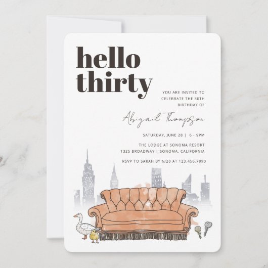 Invitation AMIS™ | Central Perk Watercolor 30e anniversaire (Devant)